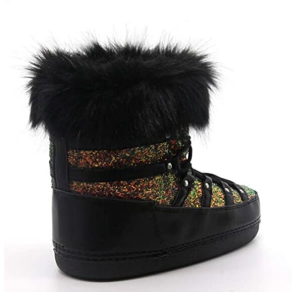 POLAR SNOW ANGEL LACE UP FUR MOON BOOTS-BLACK  ( BRAND NEW !!!) - Picture 6 of 8